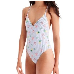 J Crew seersucker one piece swimsuit